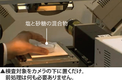 検査対象をカメラの下に置くだけ。前処理は何も必要ありません。
